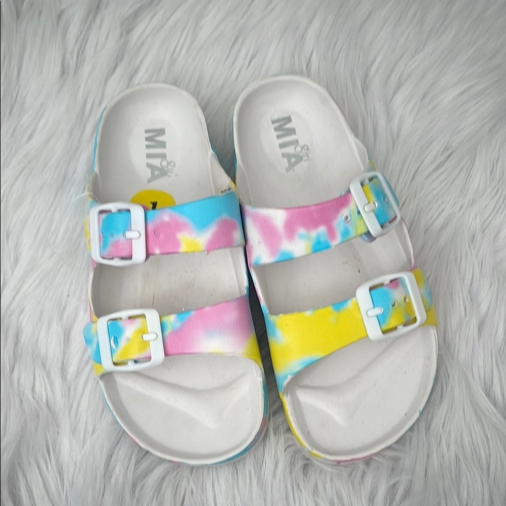 MIA Blue and Pink Sandals Double-Strap Comfort